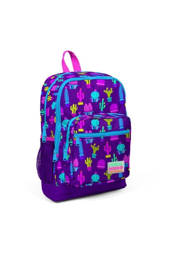Kids Mor Pembe Kaktüs Desenli 2li Okul Çanta Seti GOSET0223108