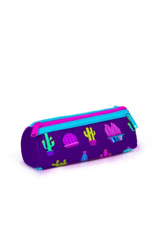 Kids Mor Pembe Kaktüs Desenli 2li Okul Çanta Seti GOSET0223108