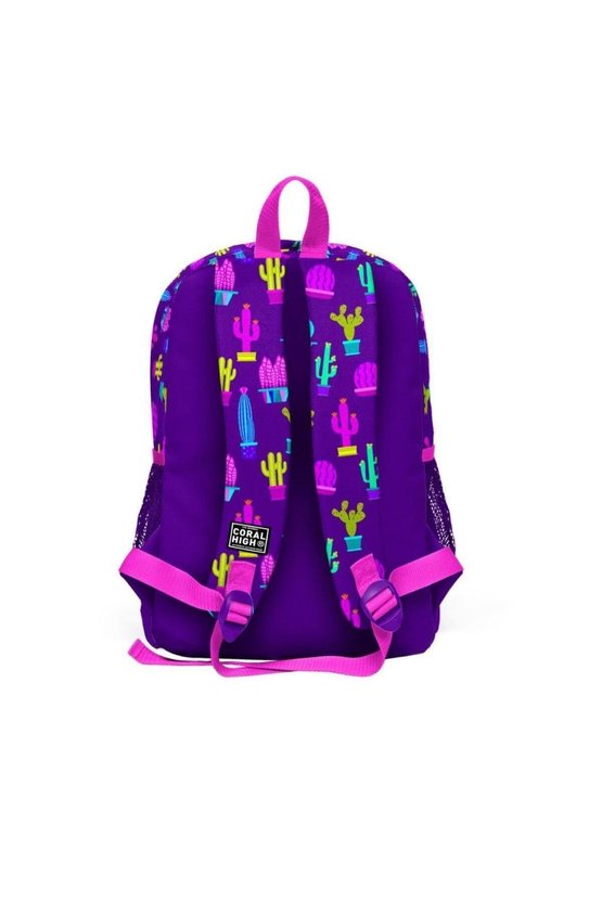 Kids Mor Pembe Kaktüs Desenli 2li Okul Çanta Seti GOSET0223108