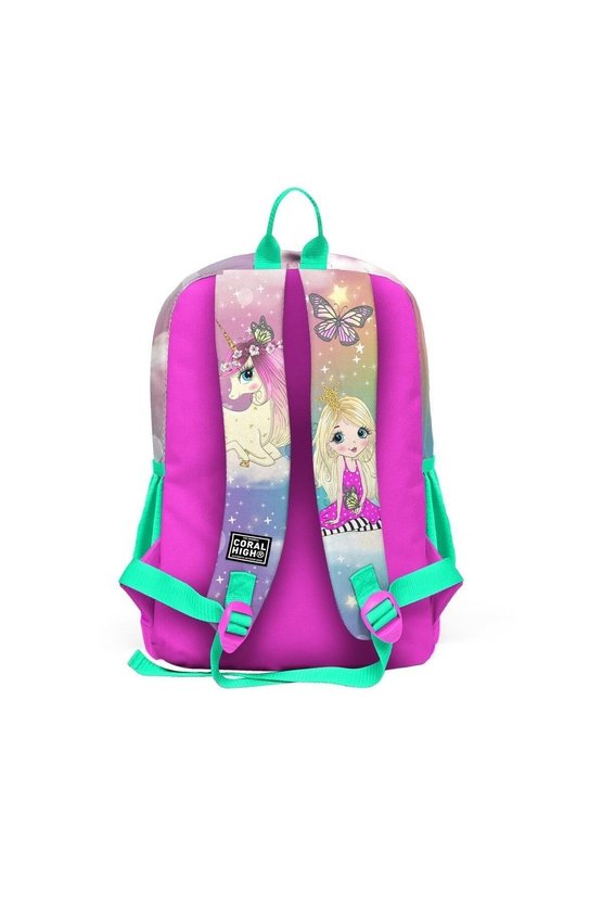 Kids Pembe Su Yeşili Unicornlu Kız Desenli 2li Okul Çanta Seti SET0223733