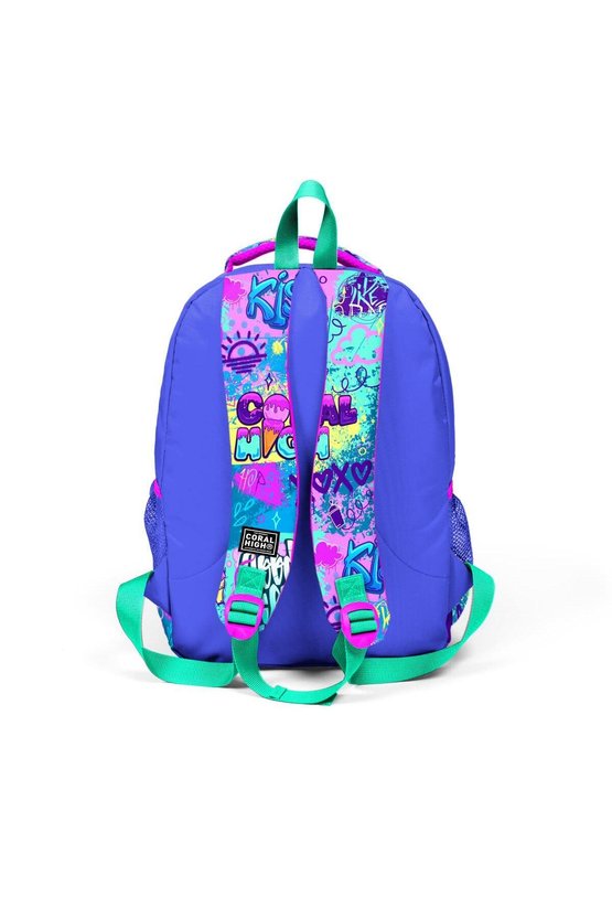 Kids Lavanta Su Yeşili Grafiti Desenli 3lü Okul Çanta Seti SET0114414