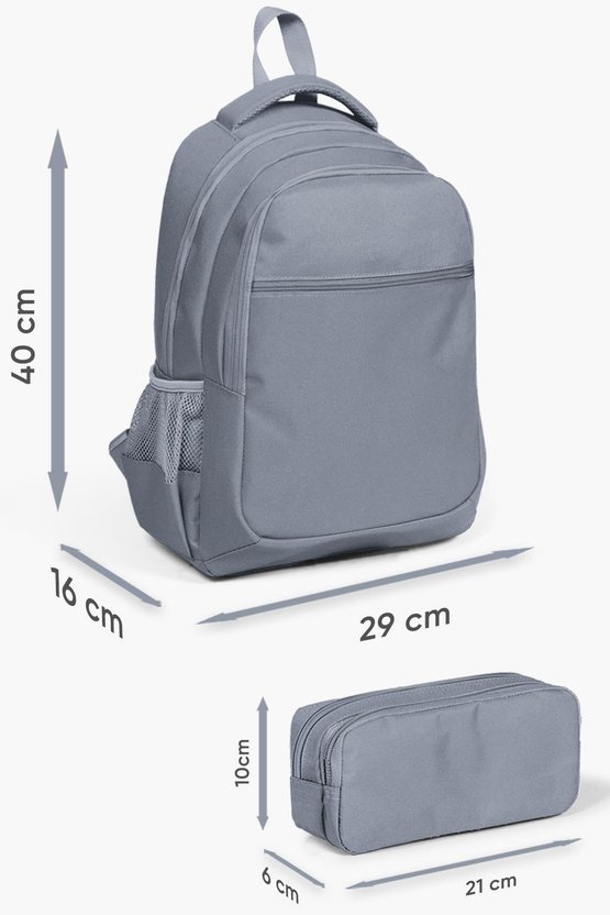 Kids Açık Pembe Mavi Kaplumbağa Desenli 2li Okul Çanta Seti SET0223497