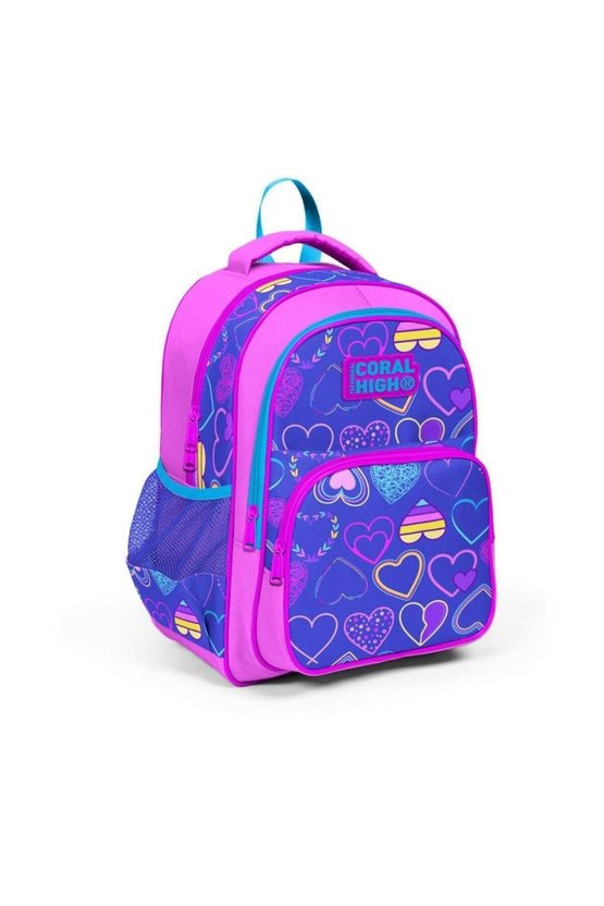 Kids Açık Pembe Lavanta Kalp Desenli 2liOkul Çanta Seti GOSET0223401