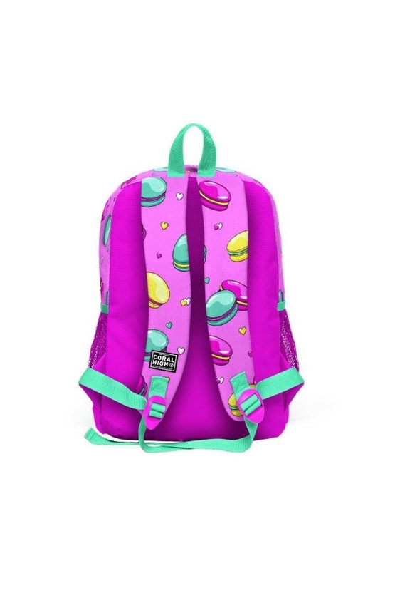 Kids Açık Pembe Su Yeşili Makaron Desen Kalemlik,Beslenme,3lü Okul Çanta Set GOSET0123462