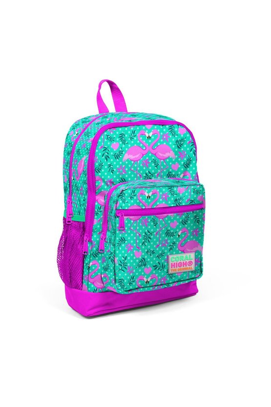 Kids Su Yeşili Pembe Flamingo Desenli 3’lü Okul Çanta Seti SET0123712