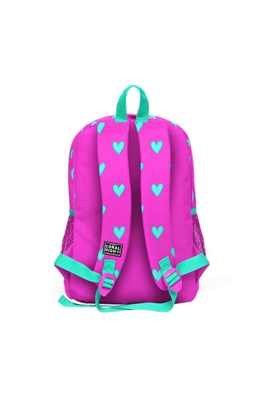 Kids Neon Pembe Su Yeşili Kalp Desen Kalemlik,Beslenme,3’lü Okul Çanta Seti GOSET0123113