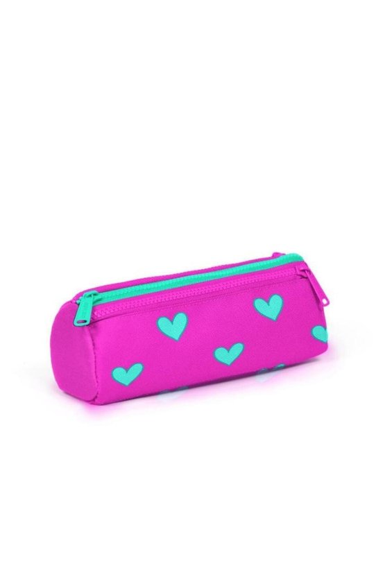 Kids Neon Pembe Su Yeşili Kalp Desen Kalemlik,Beslenme,3’lü Okul Çanta Seti GOSET0123113