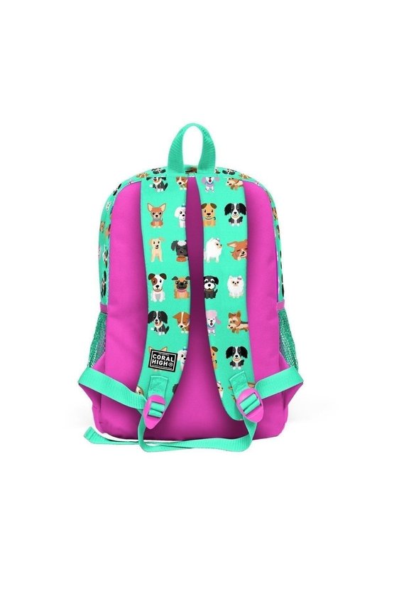 Kids Su Yeşili Neon Pembe Köpek Desenli 3’lü Okul Çanta Seti SET0123465