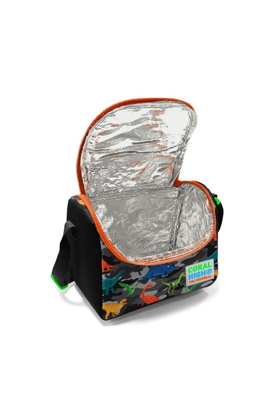 Kids Siyah Gri Dinozor Desenli Thermo Beslenme Çantası 11744