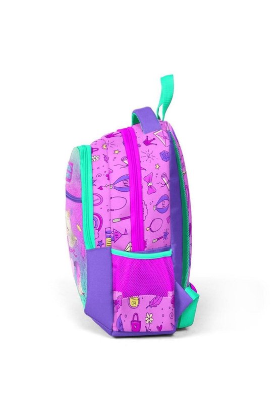 Kids Açık Pembe Mor Unicornlu Prenses Desenli Üç Bölmeli Okul Sırt Çantası 23481
