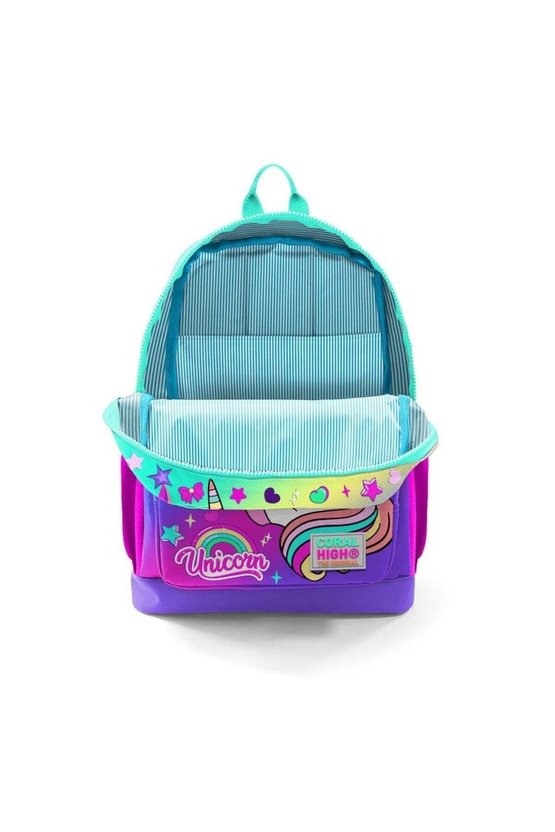 Kids Lavanta Su Yeşili Unicorn Desenli Dört Bölmeli Okul Sırt Çantası 23729