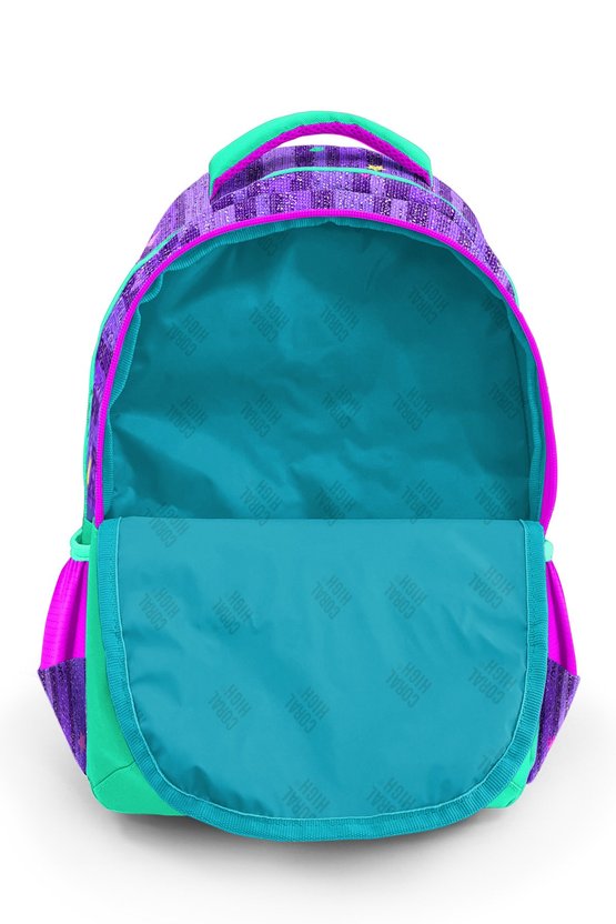 Kids Mor Su Yeşili Unicorn Desenli Üç Bölmeli Okul Sırt Çantası 23487