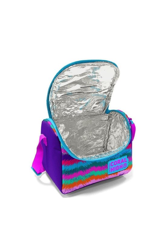 Kids Mor Pembe Kedi Desenli Thermo Beslenme Çantası İlköğretim Beslenme Çantası