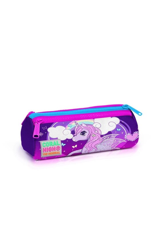 Kids Mor Pembe Unicorn Desenli Dört Bölmeli Okul Sırt Çantası,thermo Beslenme Çantası Ve