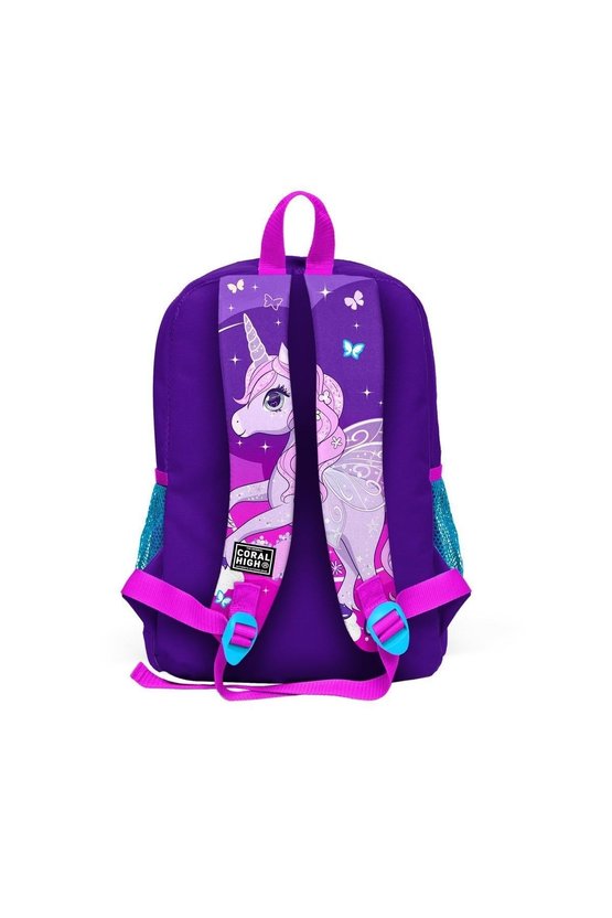 Kids Mor Pembe Unicorn Desenli Dört Bölmeli Okul Sırt Çantası,thermo Beslenme Çantası Ve
