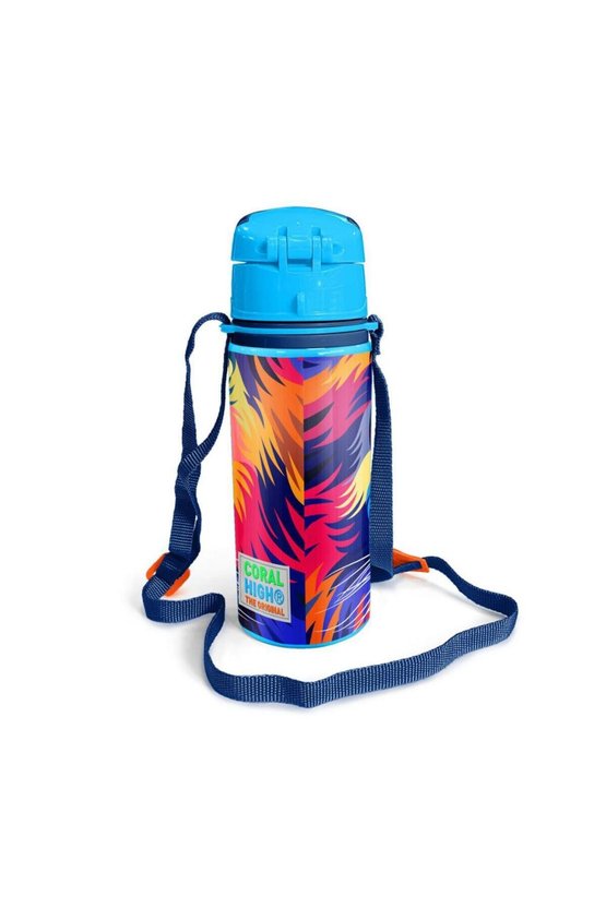 Kids Lacivert Saks Aslan Desenli Pipetli Alüminyum Matara 600 ml 11938