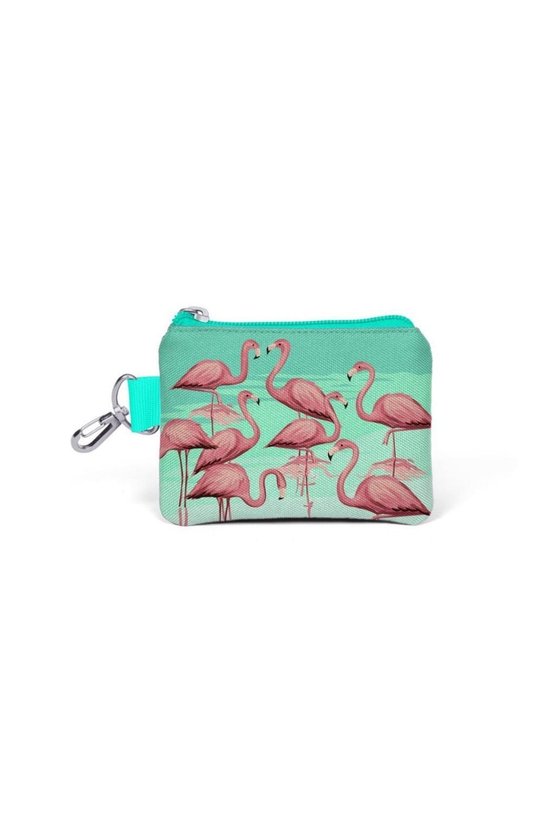 Su Yeşili Flamingo Desenli Bozuk Para Çantası 21778