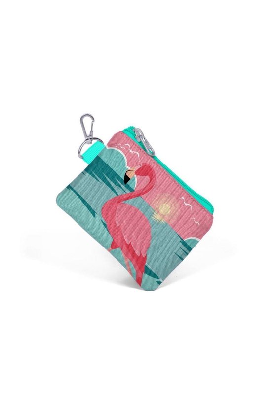 Su Yeşili Mercan Flamingo Desenli Bozuk Para Çantası 21777