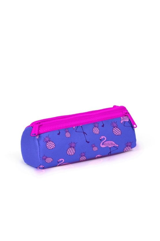 Kids Lavanta Pembe Flamingo Desenli Üç Bölmeli Kalem Çantası 22316