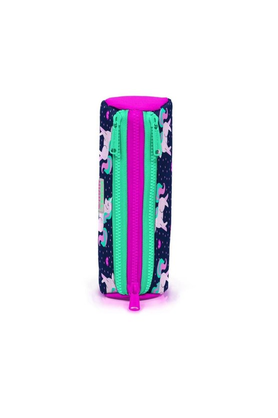 Kids Lacivert Pembe Unicorn Desenli Üç Bölmeli Kalem Çantası 22310