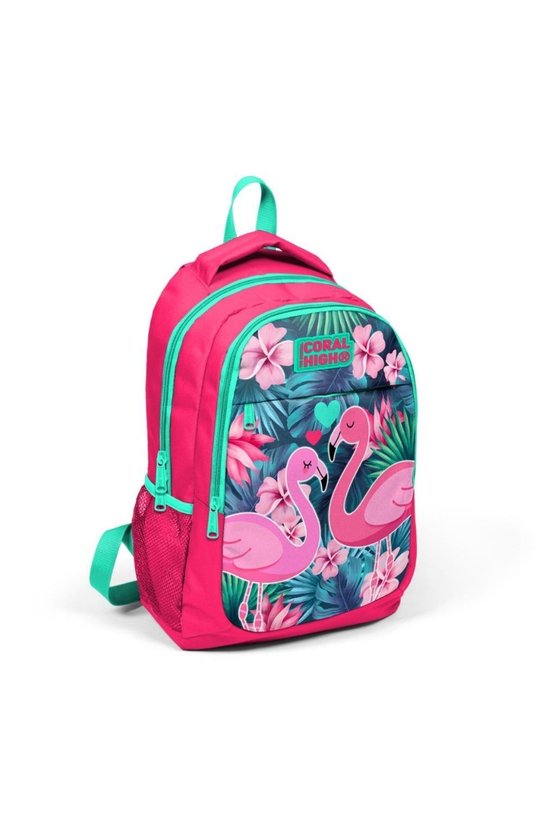 Kids Neon Mercan Su Yeşili Flamingo Desenli Üç Bölmeli Usb Şarjlı Kulaklık Çıkışlı Okul S