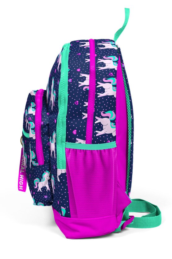 Kids LacivertPembe Unicorn Desenli Dört Bölmeli Okul Sırt Çantası 23467