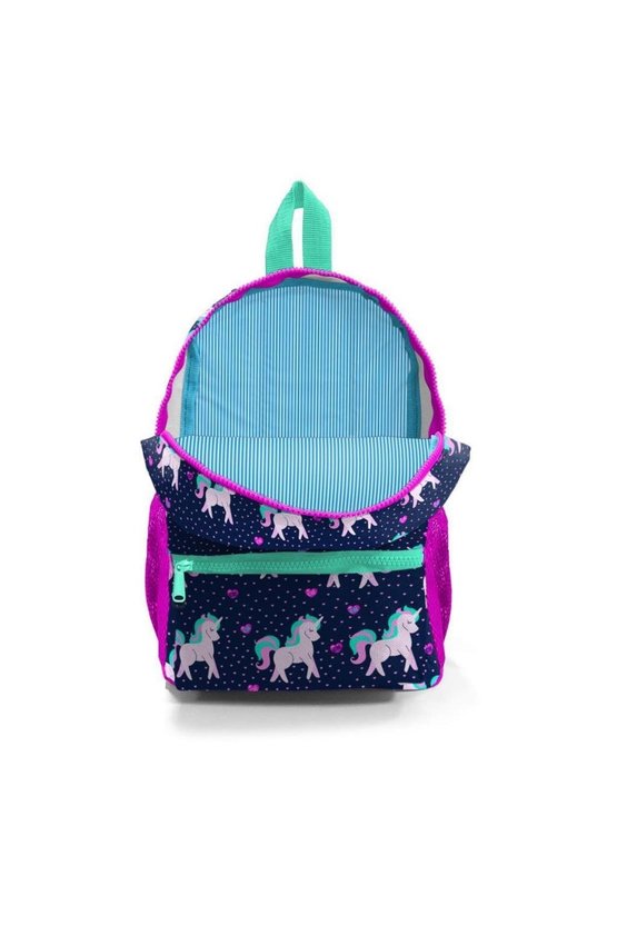 Minik Yuva Sırt Çantası Lacivert Pembe Unicorn Desenli Iki Bölmeli 23334