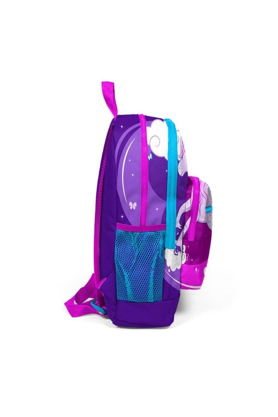 Kids Mor Pembe Unicorn Desenli Dört Bölmeli Usb Şarjlı Kulaklık Çıkışlı Okul Sırt Çantası