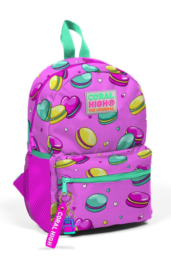 Kids Açık Pembe Makaron Desenli Iki Bölmeli Yuva Sırt Çantası 23325