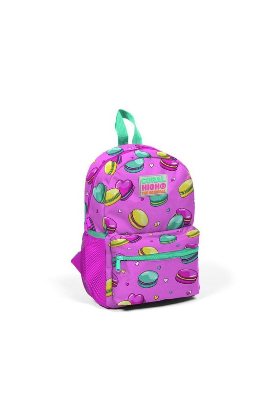 Kids Açık Pembe Makaron Desenli Iki Bölmeli Yuva Sırt Çantası 23325