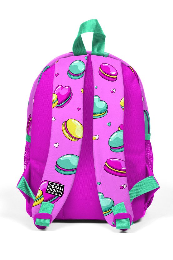 Kids Açık Pembe Makaron Desenli Iki Bölmeli Yuva Sırt Çantası 23325