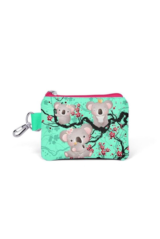 Kids Su Yeşili Neon Mercan Koala Desenli Bozuk Para Çantası 21813