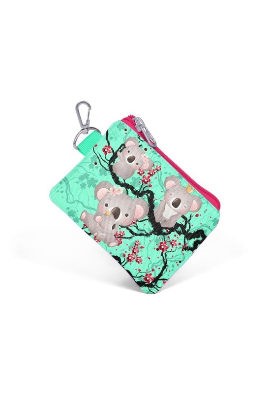 Kids Su Yeşili Neon Mercan Koala Desenli Bozuk Para Çantası 21813