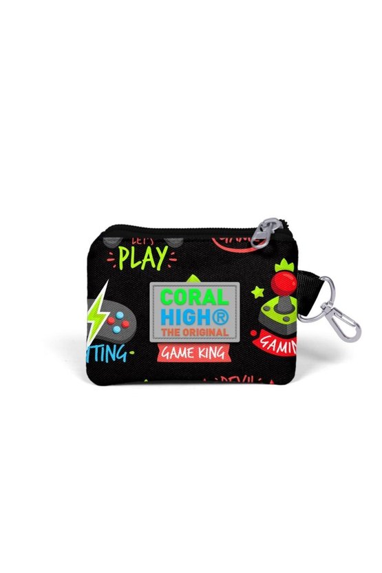 Kids Siyah Neon Sarı Game Over Desenli Bozuk Para Çantası 21828