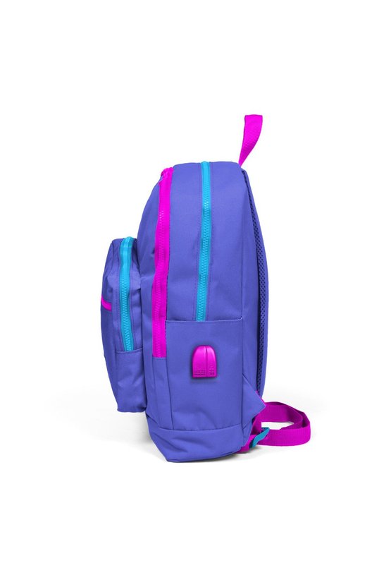 Kids Lavanta Dört Bölmeli USB Şarjlı Kulaklık Çıkışlı Okul Sırt Çantası 23803