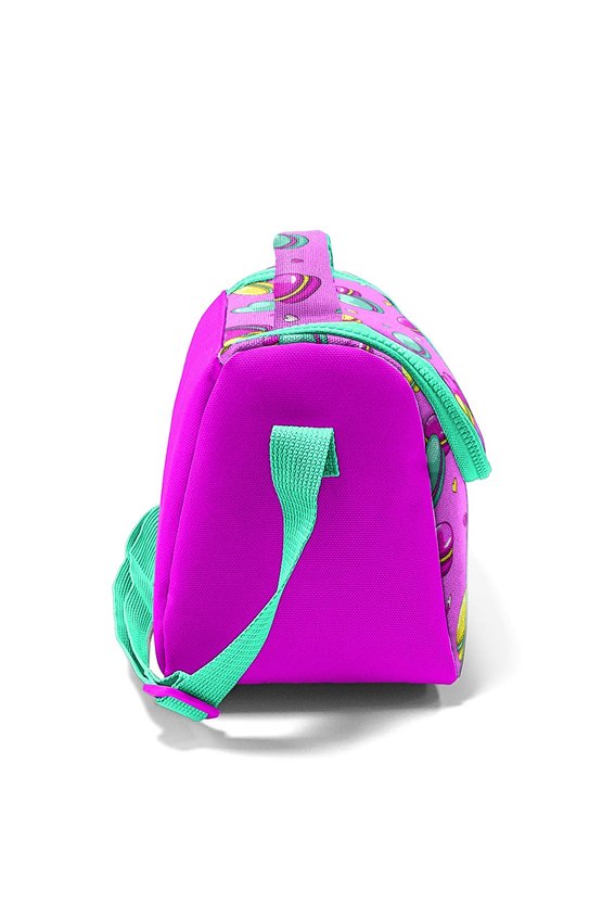 Kids Açık Pembe Su Yeşili Makaron Desenli Thermo Beslenme Çantası 11701