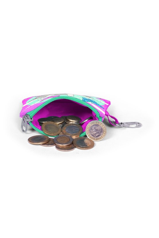 Kids Su Yeşili Pembe Kedi Desenli Bozuk Para Çantası 21807