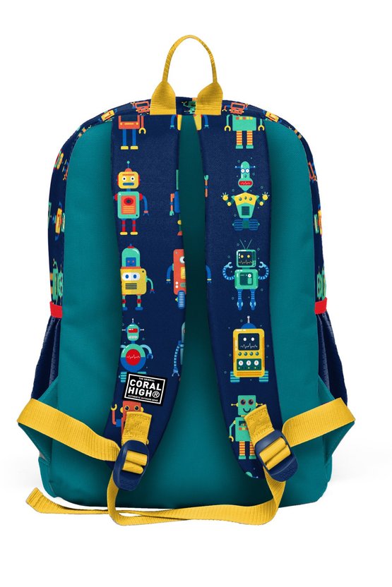 Kids Lacivert Çivit Robot Desenli Dört Bölmeli Okul Sırt Çantası 23472