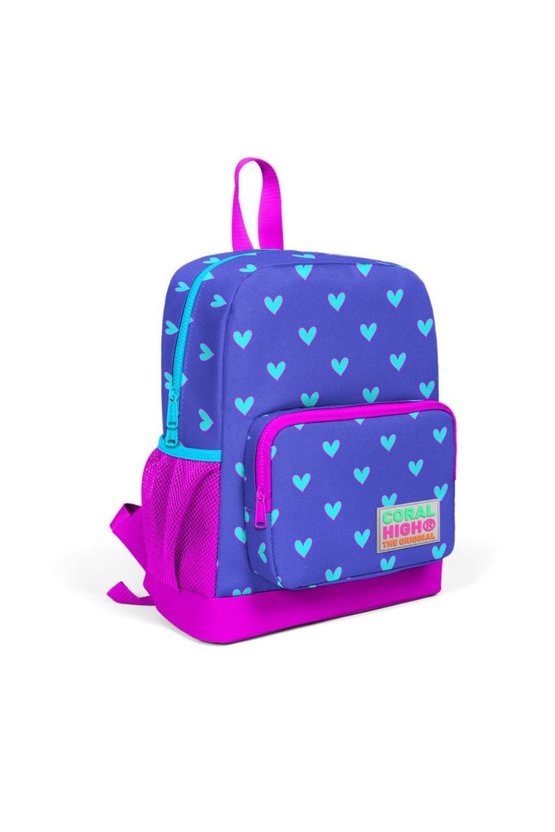 Kids Lavanta Pembe Kalp Desenli Iki Bölmeli Okul Sırt Çantası 23606