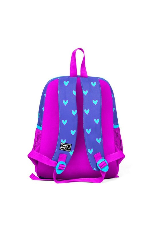 Kids Lavanta Pembe Kalp Desenli Iki Bölmeli Okul Sırt Çantası 23606