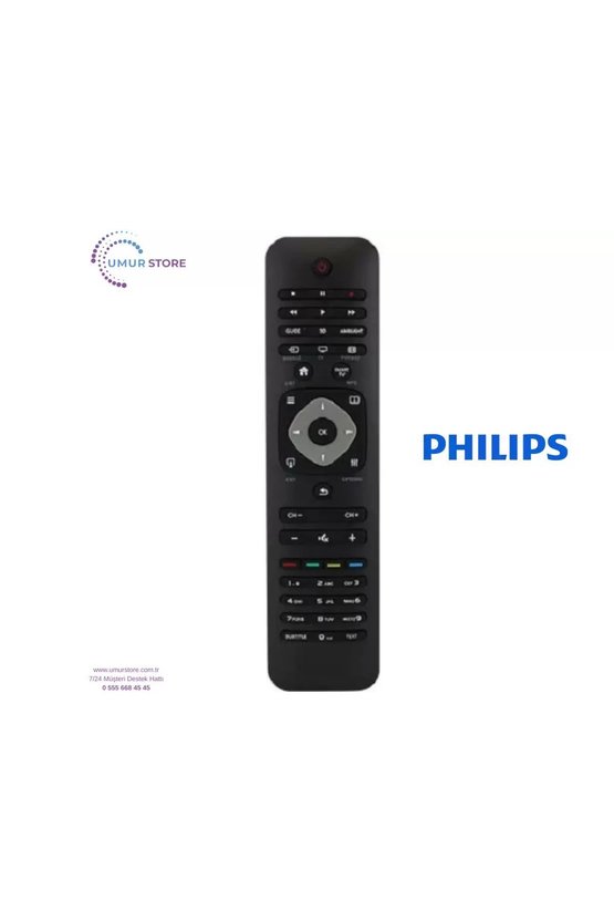 Philips İle Uyumlu 42PFL6678K12 Klavyesiz Televizyon Kumandası