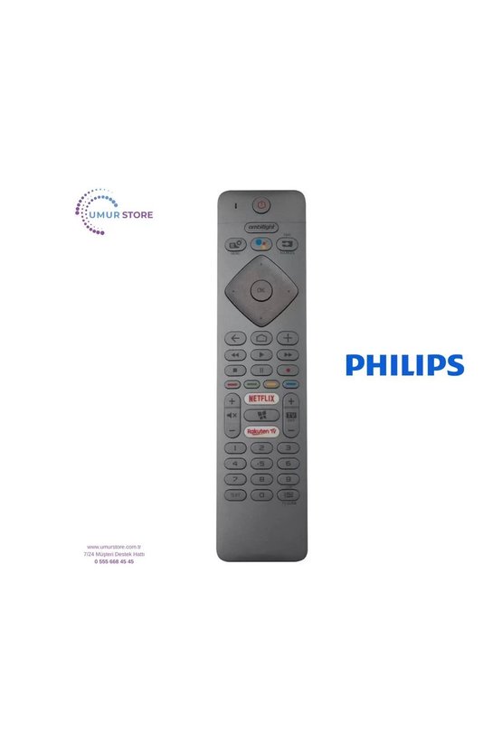 Philips İle Uyumlu Model 75PUS735412 Mikrofonlu Smart TV Kumanda-Gri