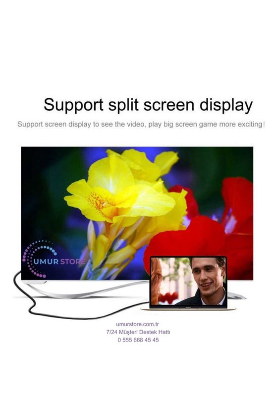 Type-C To HDMI 4K Kablo 120 cm - Hdcp Özelliği - 10 Gbps Görüntü Aktarım Kablosu