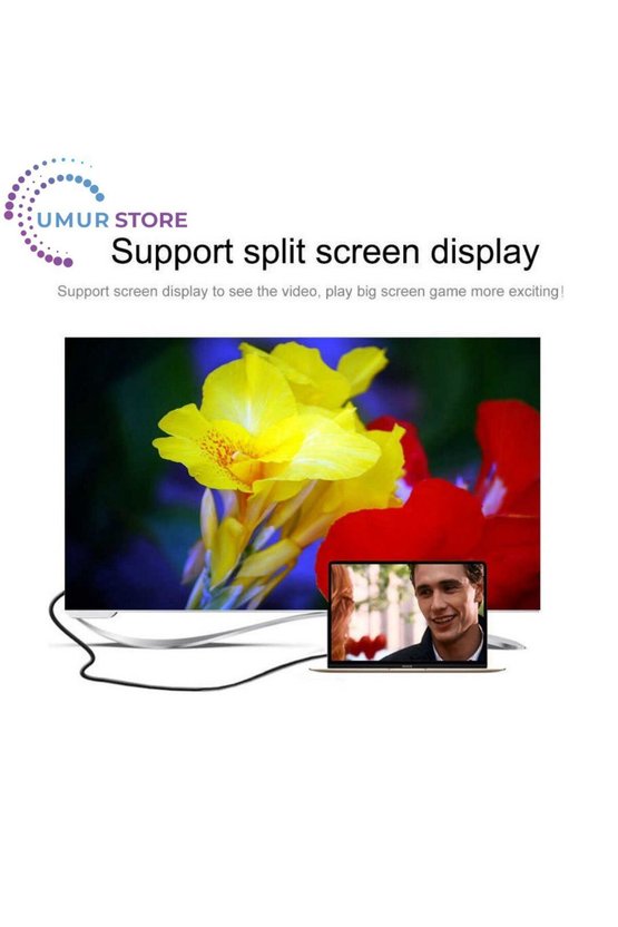 Type-C To HDMI 4K Kablo 3 Metre - Hdcp Özelliği - 10 Gbps Görüntü Aktarım Kablosu