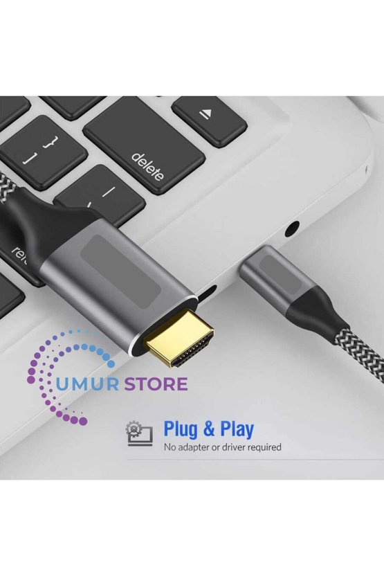Type-C To HDMI Kablo 180 cm 4K 60Hz Görüntü Aktarım Kablosu Tak & Çalıştır
