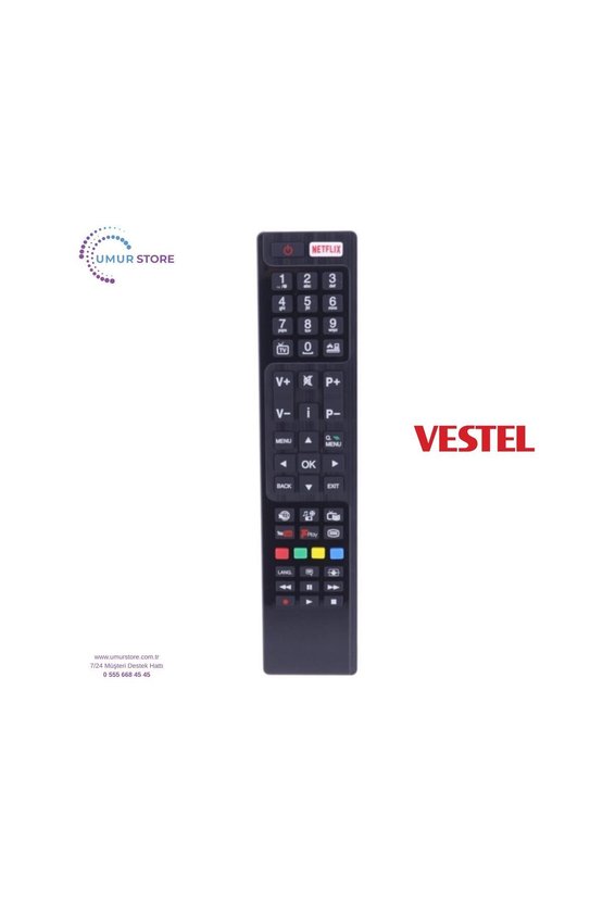Vestel İle Uyumlu Netflix Youtube Play Tuşlu Lcd Led Tv Kumandası