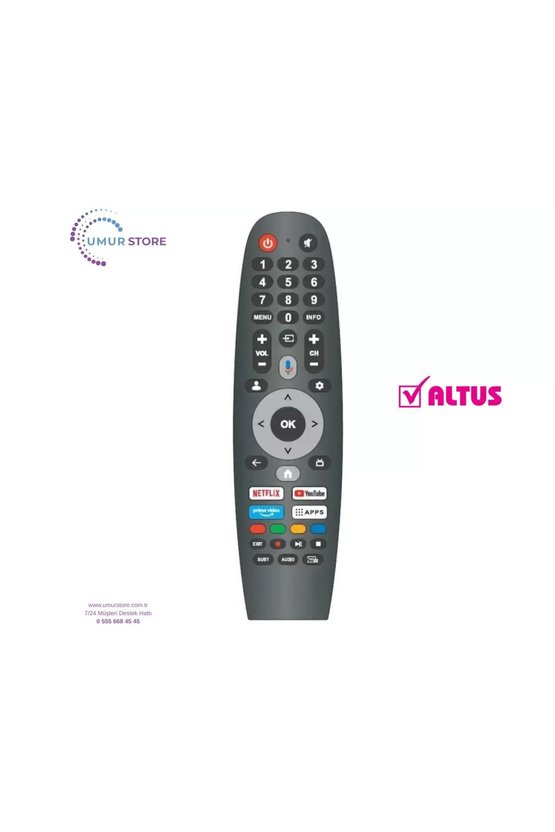 Altus İle Uyumlu AL50 UHD 9823 Smart Led Tv Kumandası-Mikrofonsuz