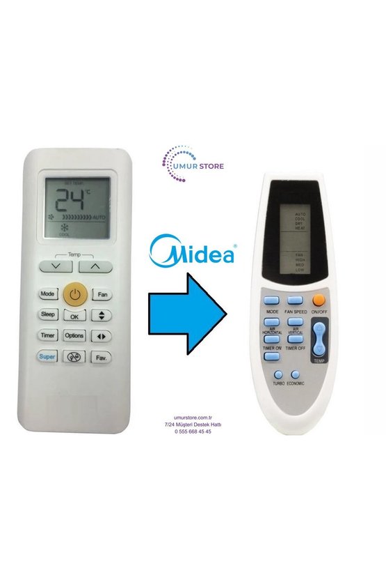 Midea RG70ABGEF Uyumlu Klima Kumandası