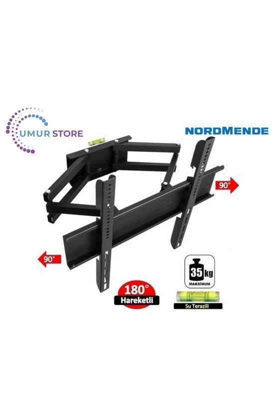 Nm32100 32 Uydu Alıcılı Hd Ready 32- 55 inç Çift Kollu Hareketli Lcd Led Tv Askı Aparatı