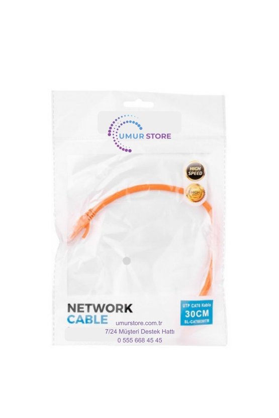 Cat6 Patch 30CM Kablo (Turuncu)